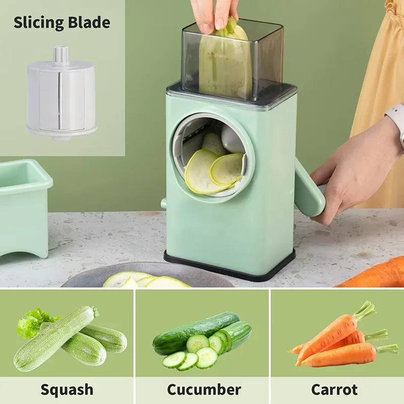 6-in-1 Hand Crank Vegetable Grater — Slicer, Shredder, Chopper