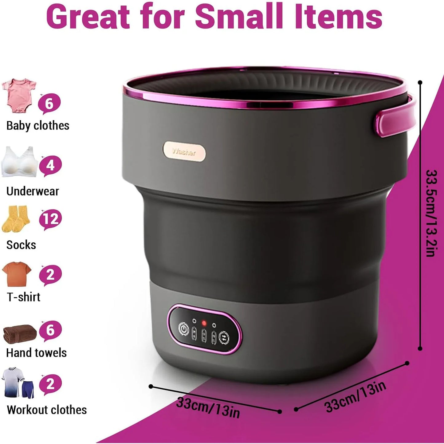 Portable Foldable Washing Machine — 13L Mini, 4 Modes & Spin