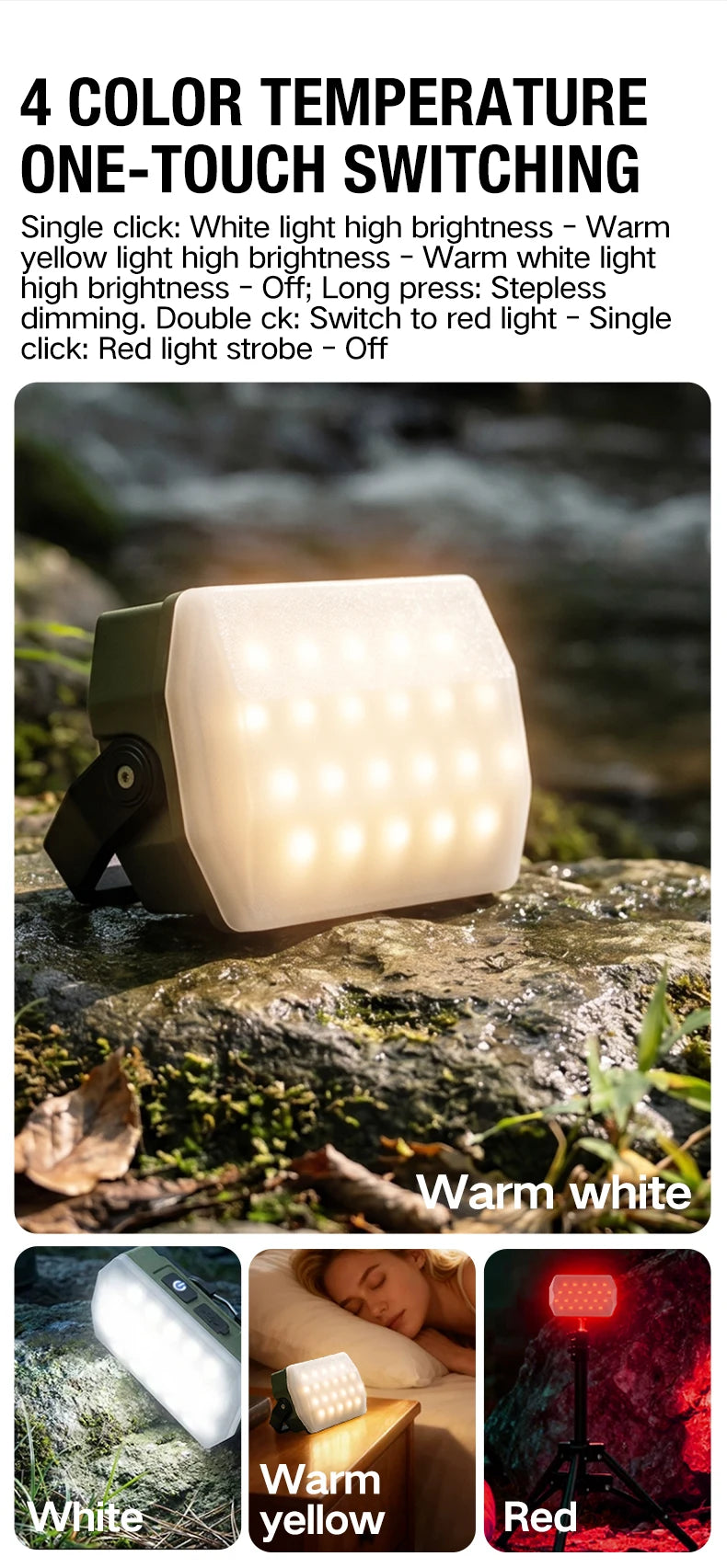 Rechargeable Camping Lantern — Portable Hanging Light for Tents