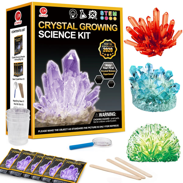 Crystal Growing Science Experimental Kit 3pcs with Display Cases - Easy DIY STEM Toy Lab Experiment Specimens, Educational Gift