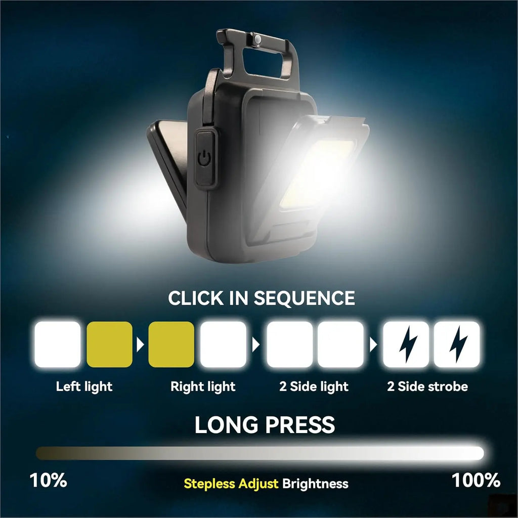 800LM Double-Sided COB LED Rechargeable Keychain Flashlight