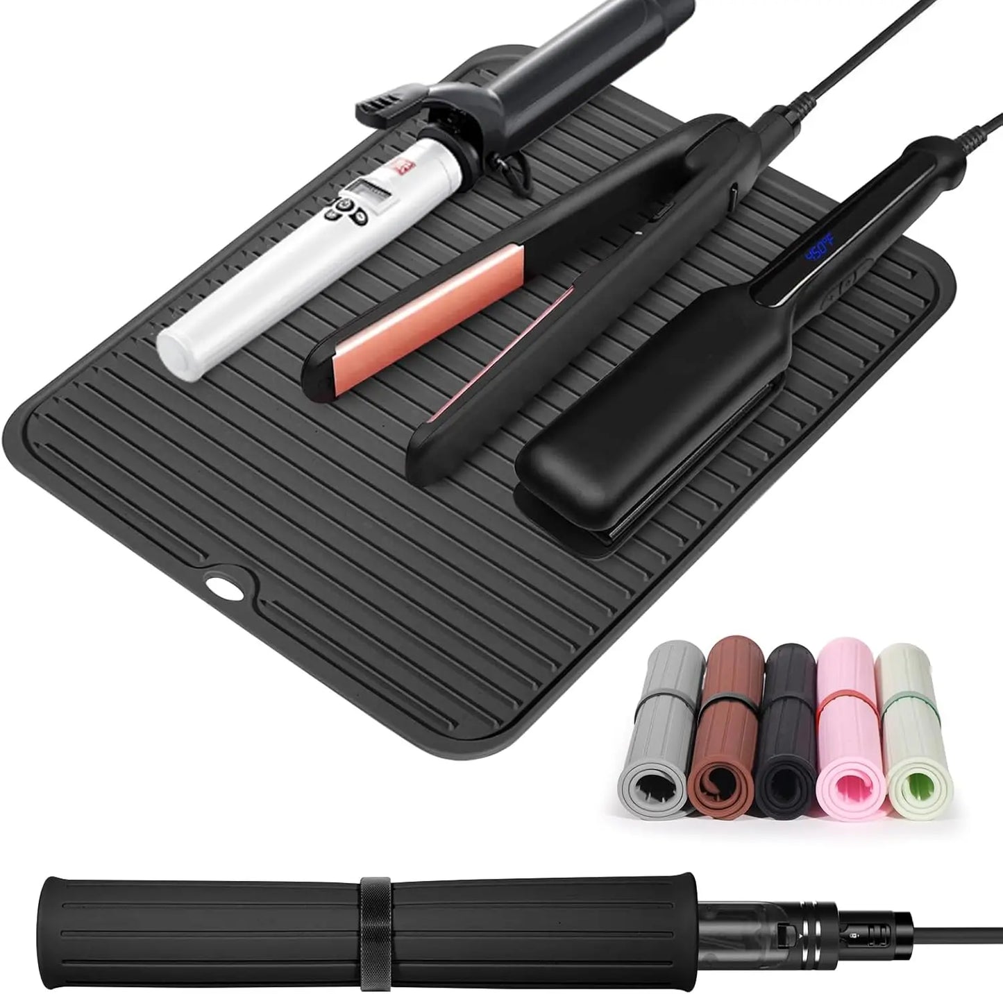 Heat-Resistant Silicone Mat for Hair Tools — Curling & Flat Iron Pad