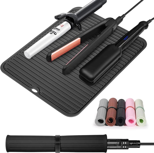 Heat-Resistant Silicone Mat for Hair Tools — Curling & Flat Iron Pad