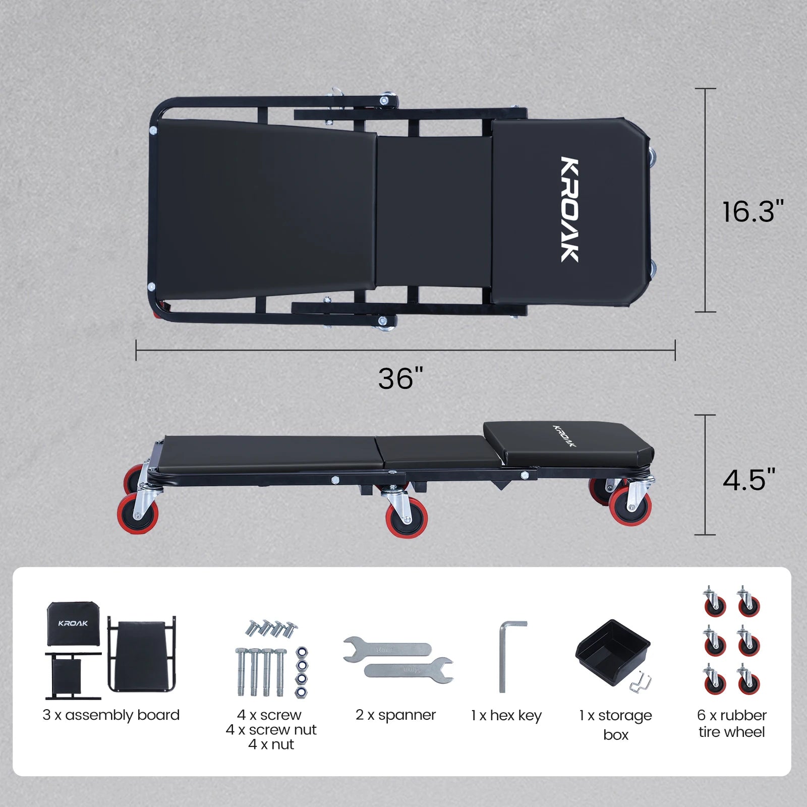 Auto Creeper Seat with Wheels Folding Car Repair Work Bench