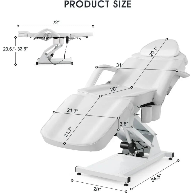 Massage Table Electric Height Adjustable Massage Bed Massage Facial Lash for Eyelash Extensions Salon Chair (White)