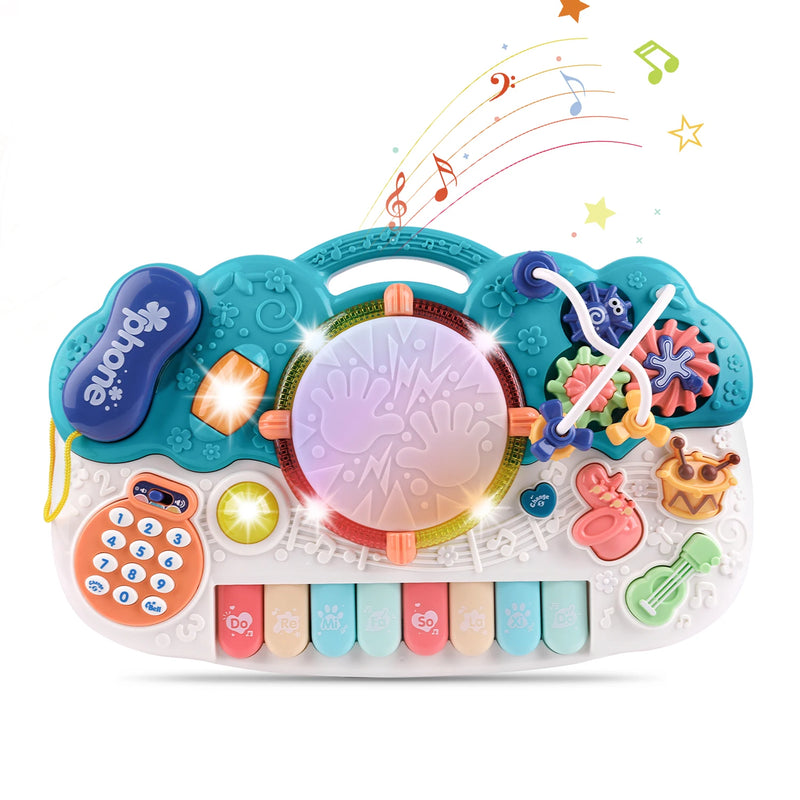 Light-Up Baby Musical Toys 6 in 1 Piano Keyboard Drum Set Gift for 1 Year Old Girls Boys Toys telephone Games