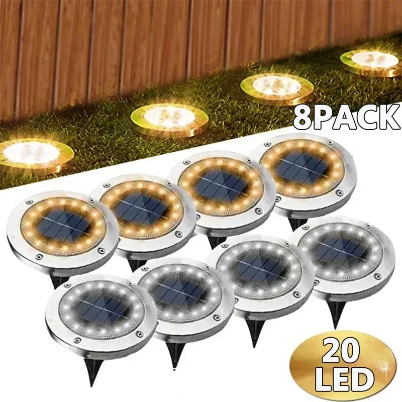 Solar Garden Ground Lights 820LED Outdoor Disk Lamp Set