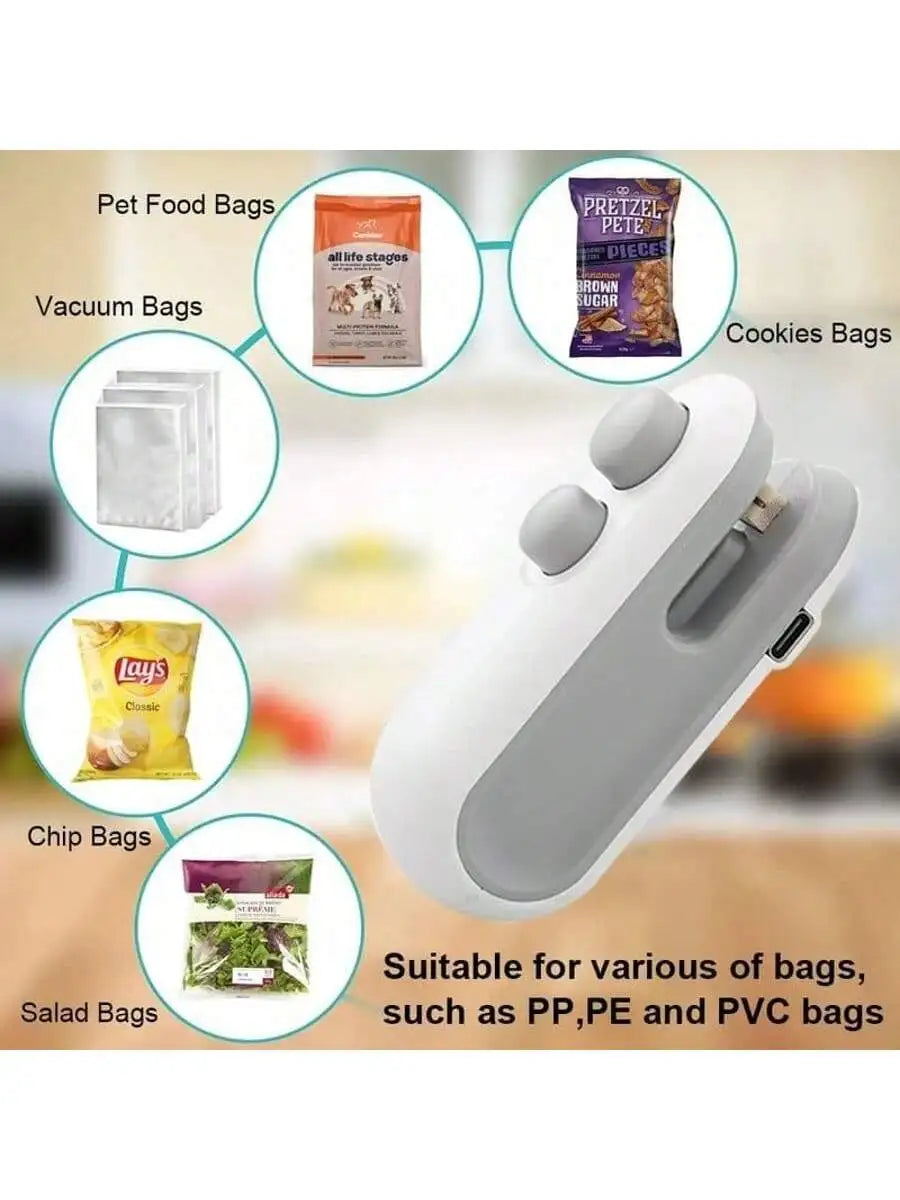 1pc Mini Food Sealer Machine, Portable Household Plastic Bag Sealing Device, Moisture-Proof & Fresh-Keeping