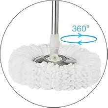 360° Spin Mop & Bucket Set — Self-Wringing, 3 Microfiber Heads