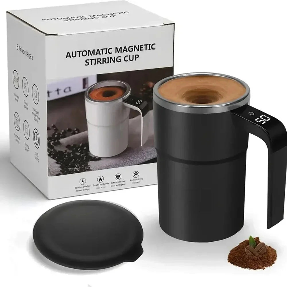 Self-Stirring Magnetic Coffee Mug — 380ml, Stainless Steel