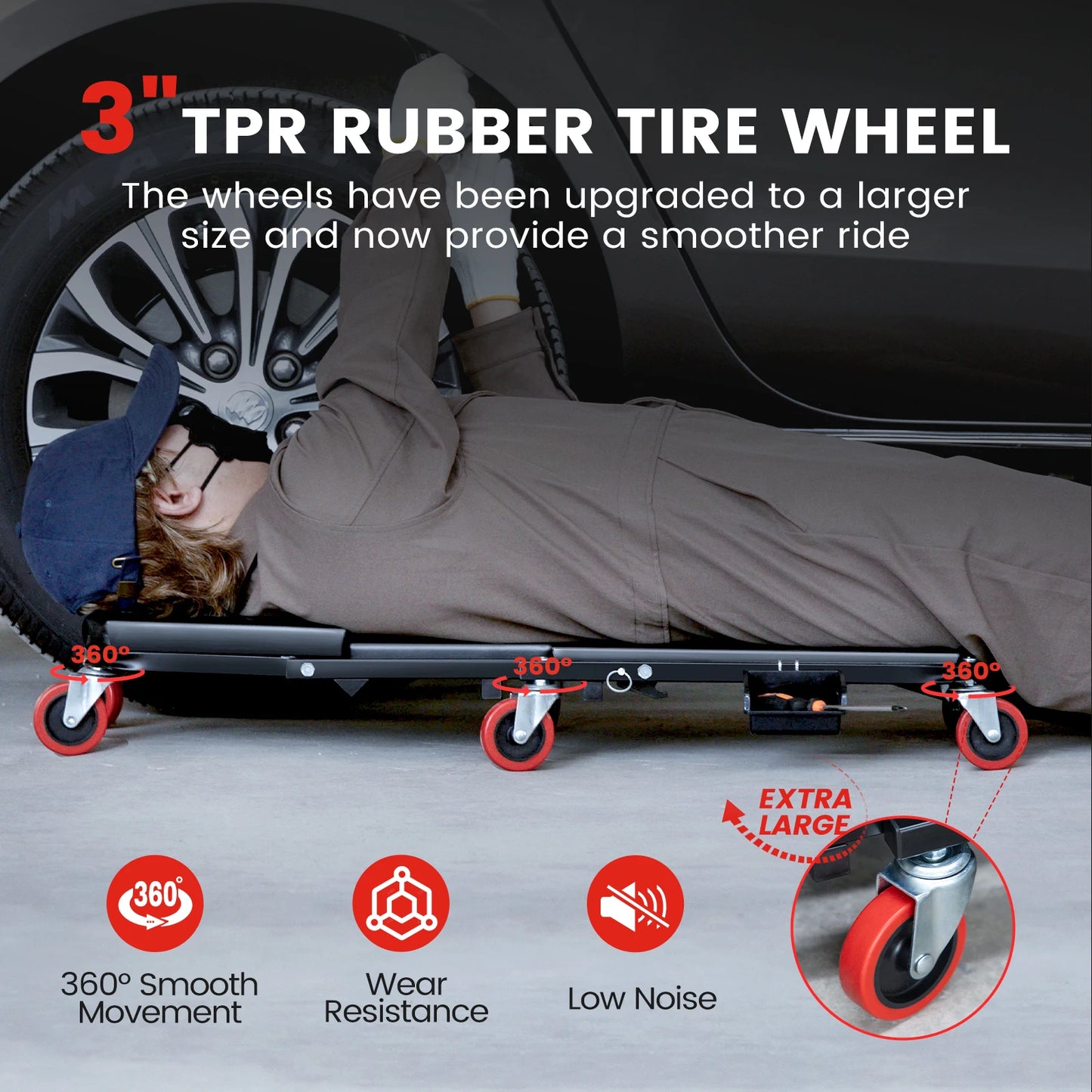 Auto Creeper Seat with Wheels Folding Car Repair Work Bench
