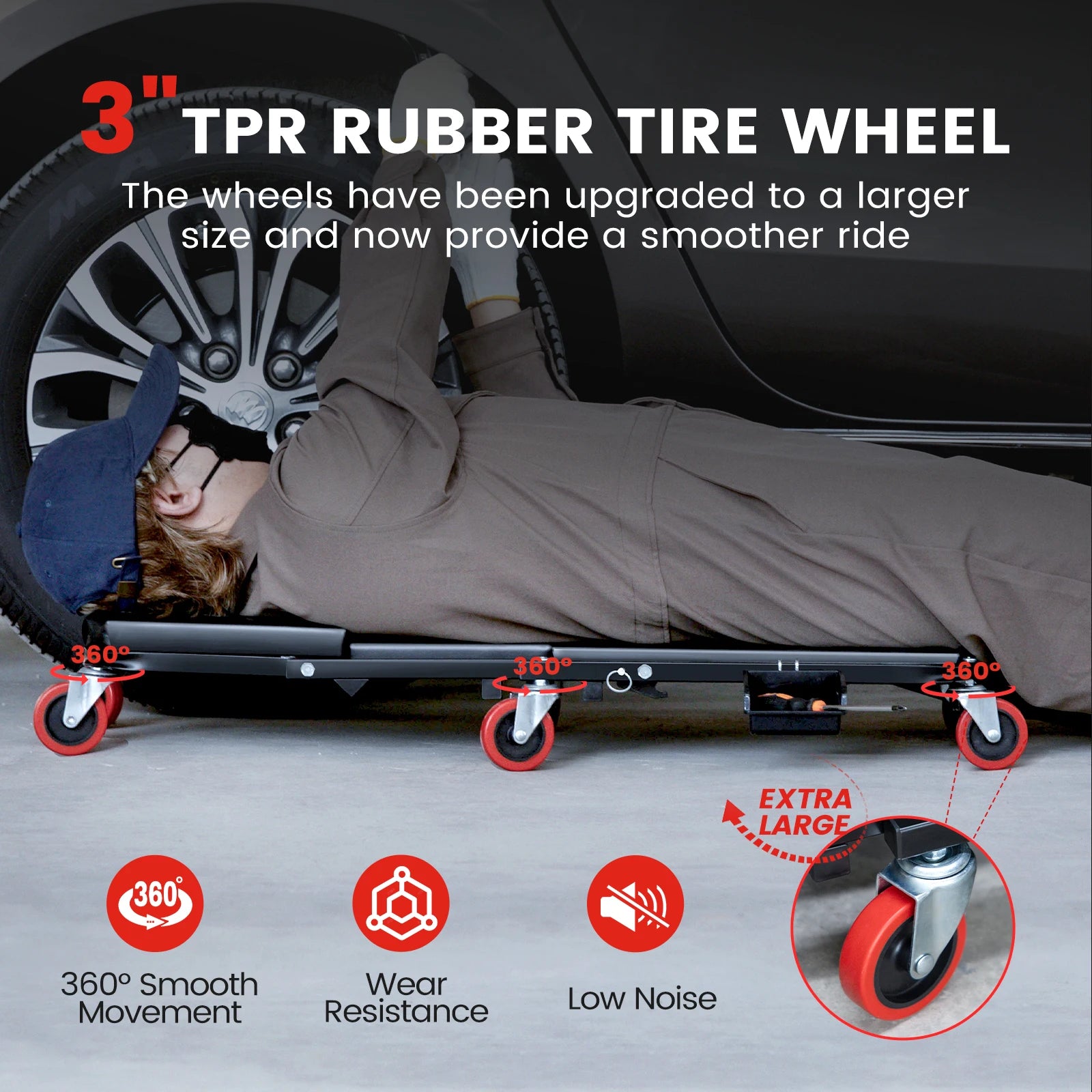 Auto Creeper Seat with Wheels Folding Car Repair Work Bench