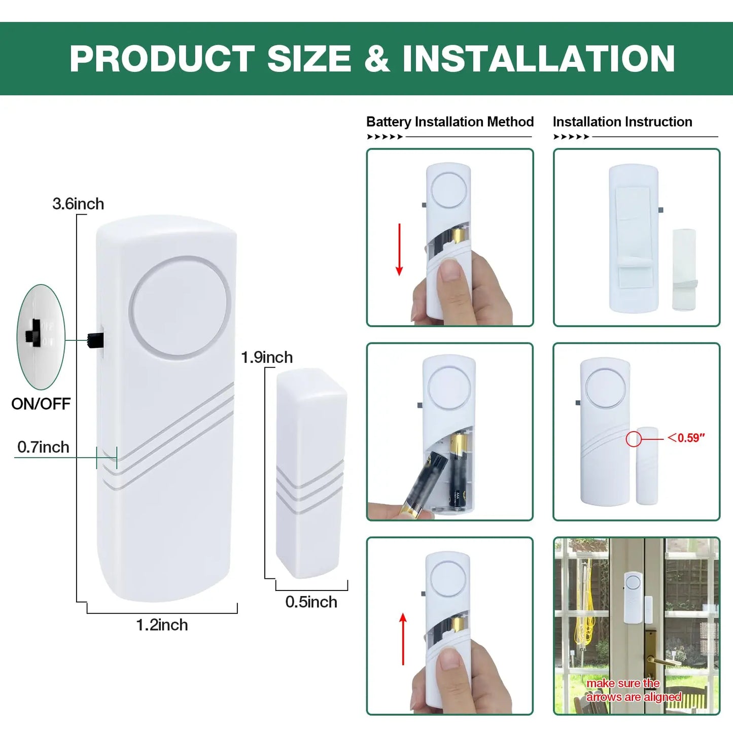 Wireless Door & Window Alarm Sensors — 95dB, Home Security Pack