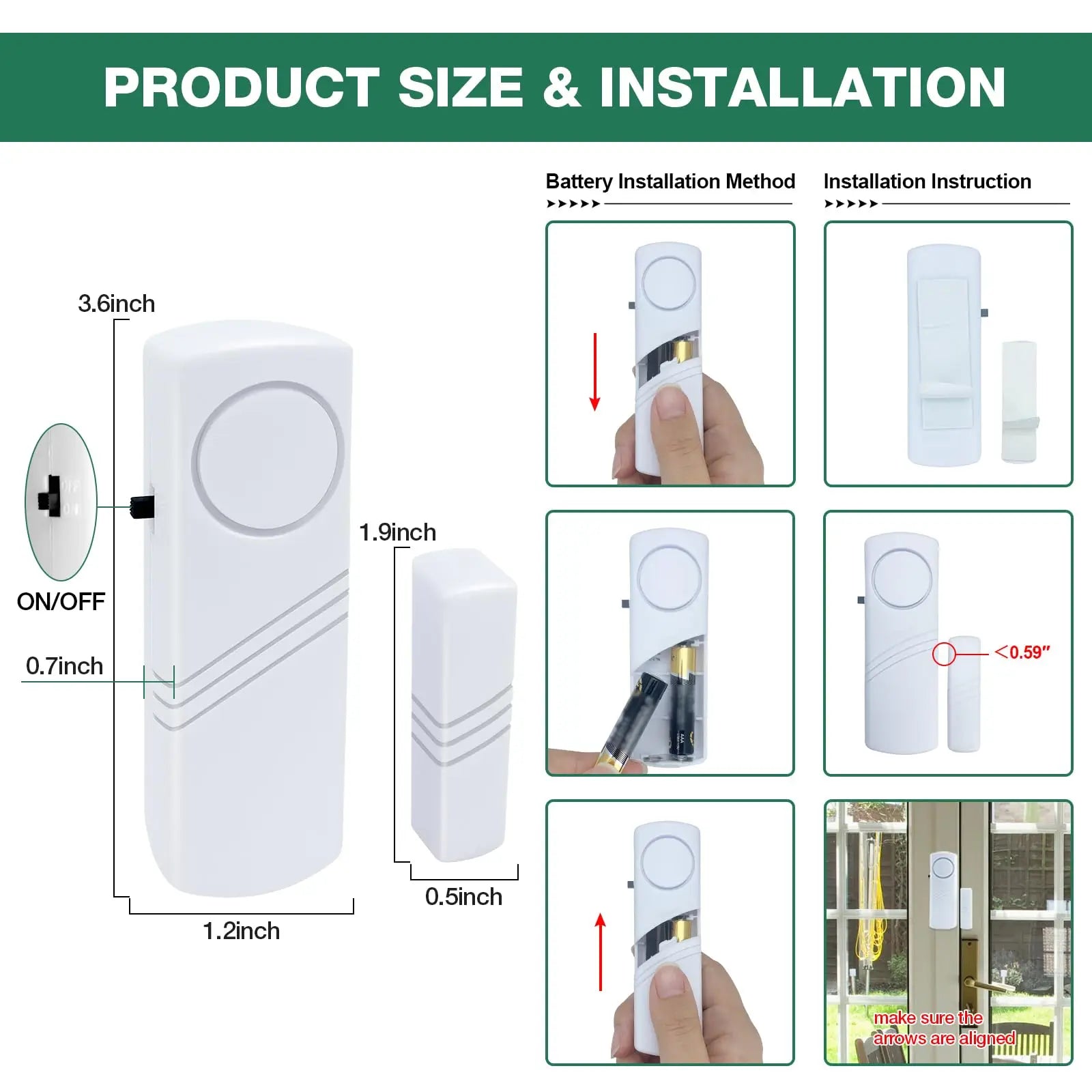 Wireless Door & Window Alarm Sensors — 95dB, Home Security Pack