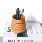 Handmade Pen Holder Hand Woven Wood Vine Rattan Stationery Container Storage Box Organizer Office School Desk Accessories Decor