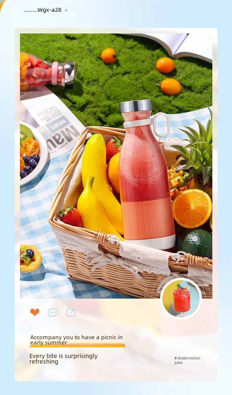 New Compact Mini Rechargeable Vibrating Fruit Juicer - Efficient and Convenient Small Capacity Juice Machine - Essential Portabl