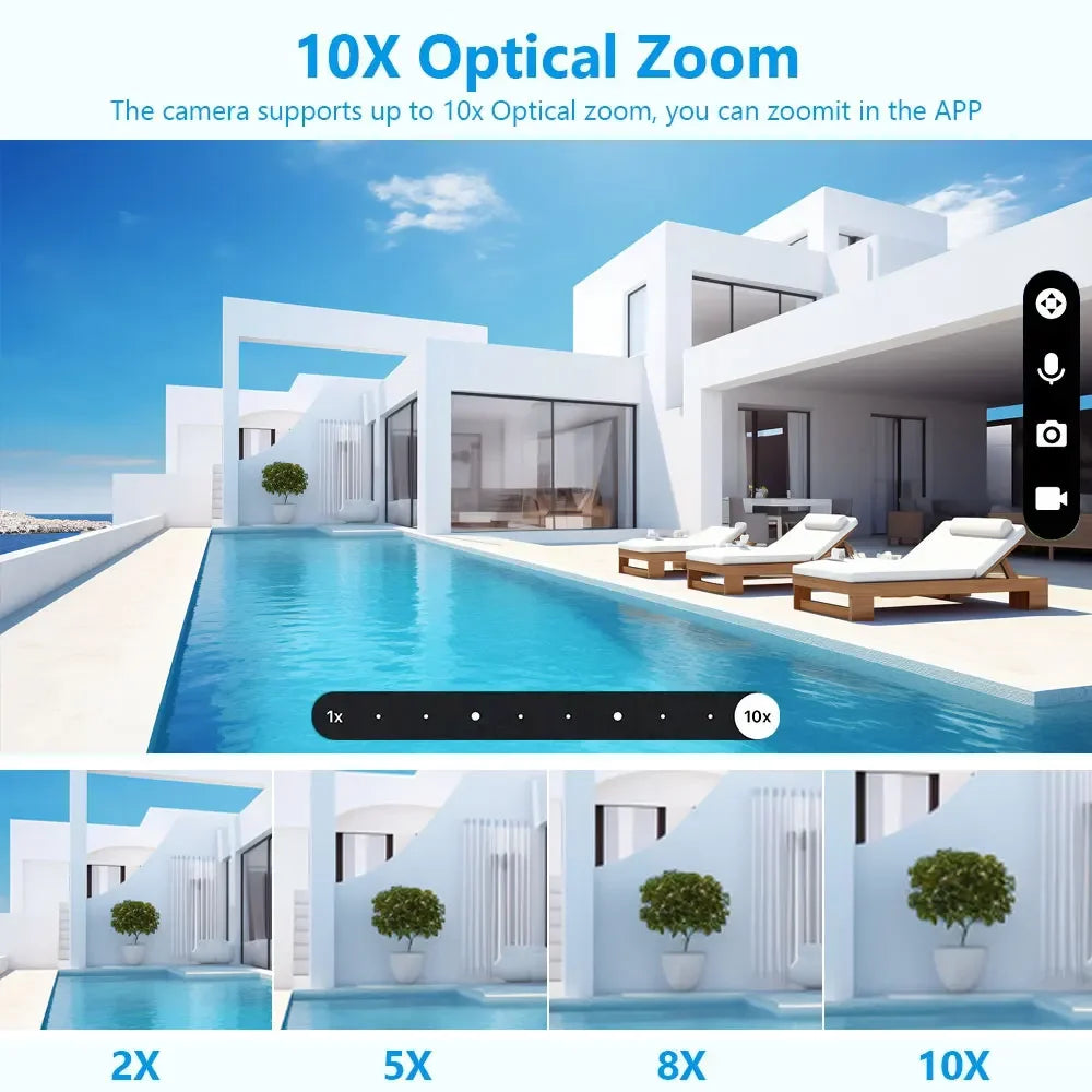 16MP 8K WiFi PTZ Outdoor Floodlight Camera — 10x Zoom, 360° Monitor