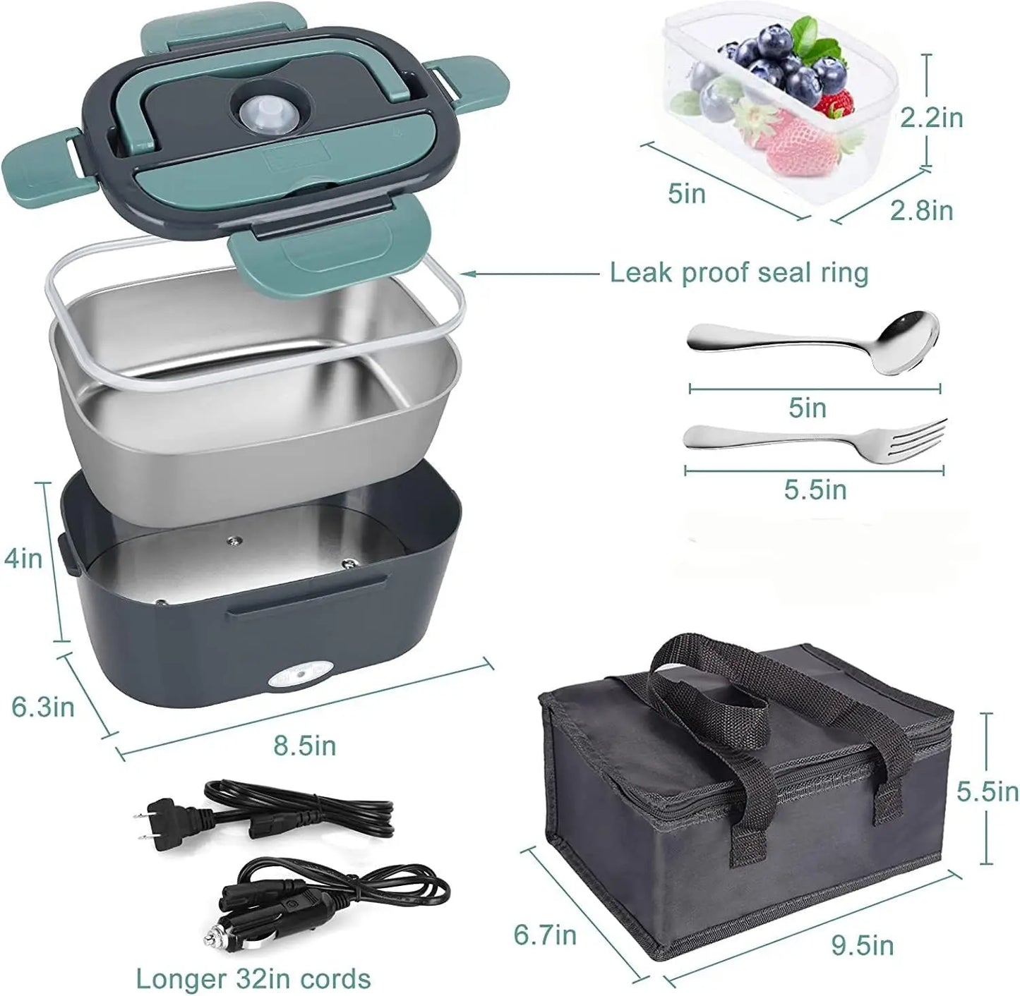 1.5L Electric Lunch Box Food Warmer — 60W Leak-Proof, Car & Home