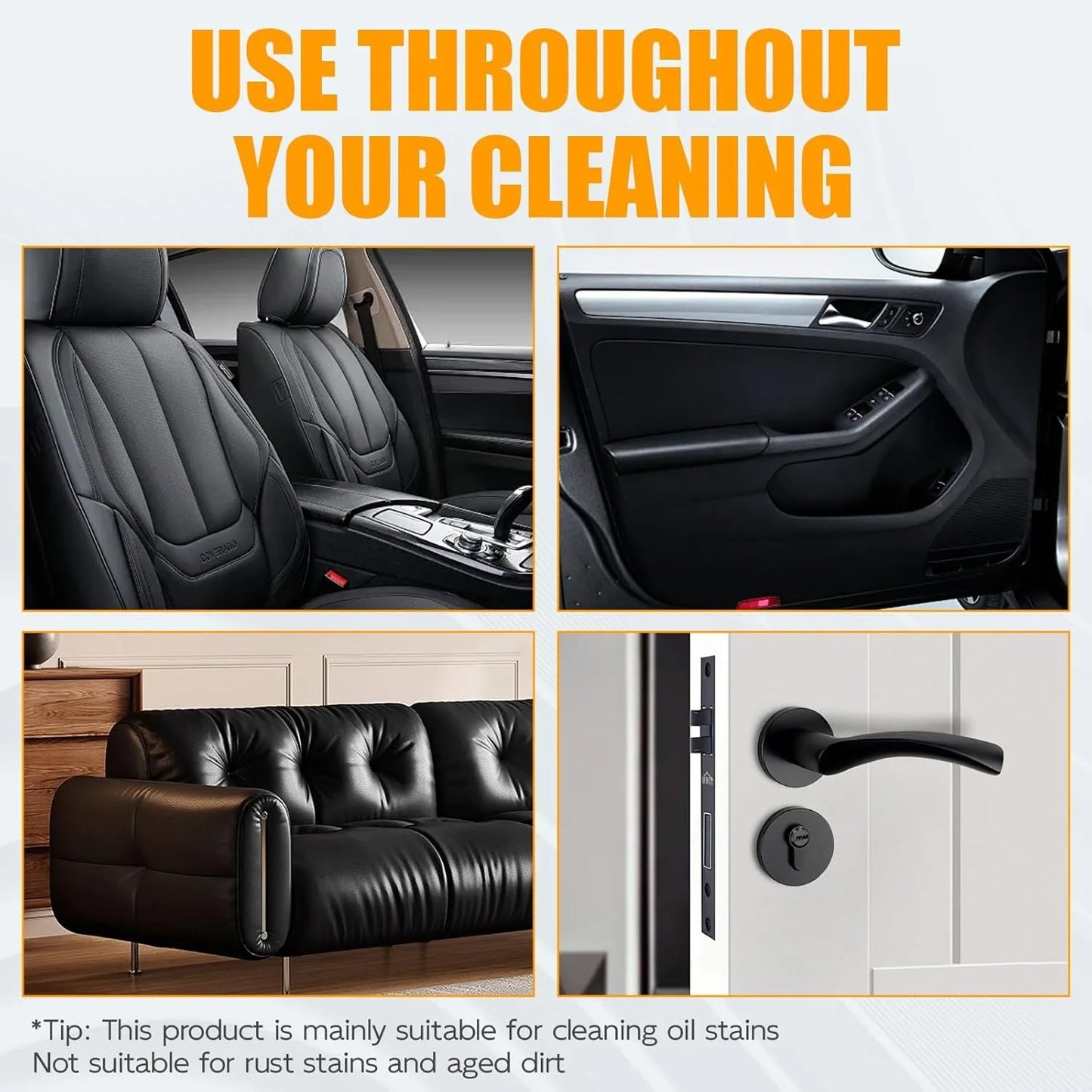 Waterless Car Interior Cleaner Spray with Leather Flannel Towel, Multipurpose Stain Remover for Dashboard, Seats, and Upholstery
