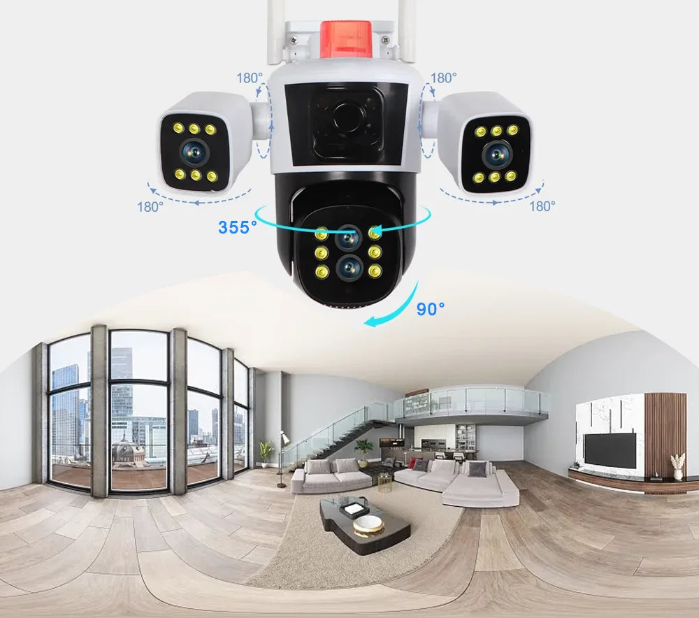 16MP 8K WiFi PTZ Outdoor Floodlight Camera — 10x Zoom, 360° Monitor