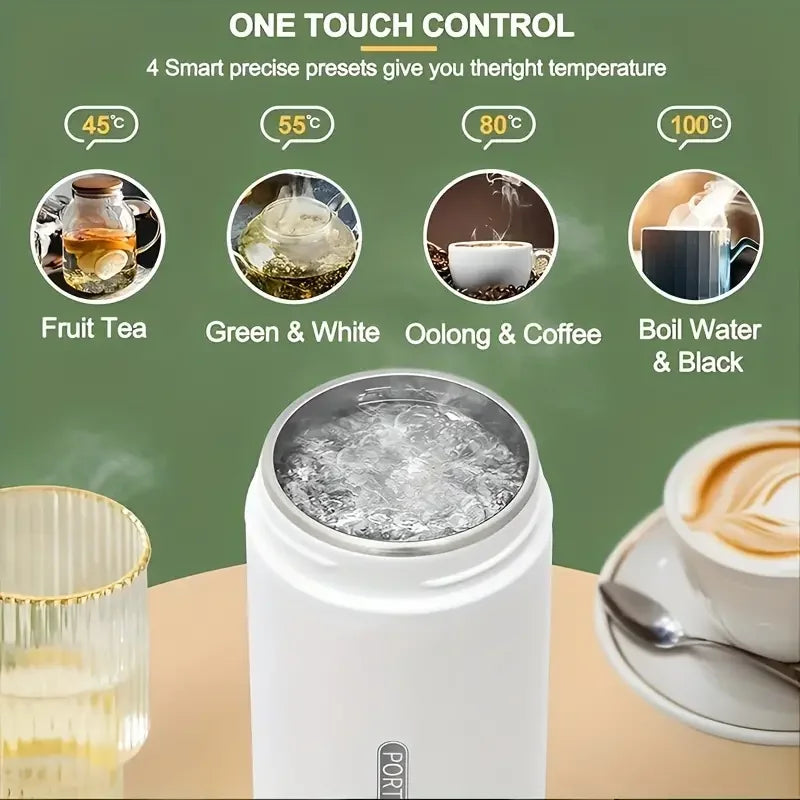 Mini Travel Electric Kettle — Stainless Steel with Auto Shut-Off