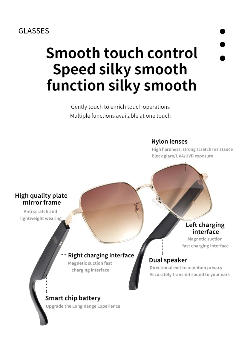 MZ02 Smart Glasses with Speaker Bluetooth Wireless Audio Touch Hands-Free Calling Stereo Music Headphones Smart Sunglasses