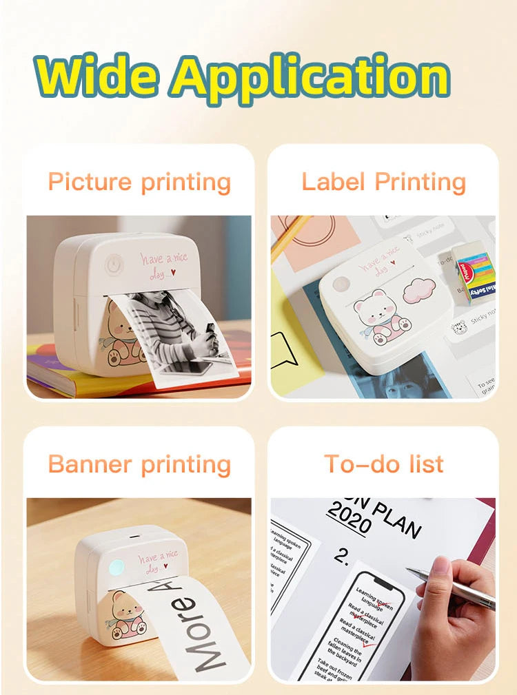 B2 Mini Sticker Printer — Bluetooth, Works with iPhone & Android