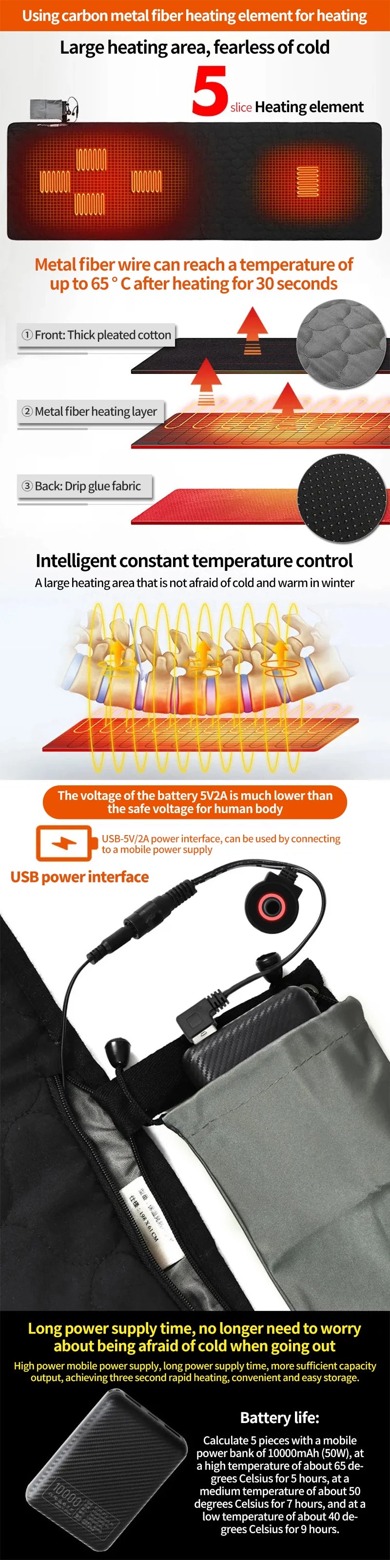 USB Electric Heated Sleeping Mat — Portable, for Camping & Hiking