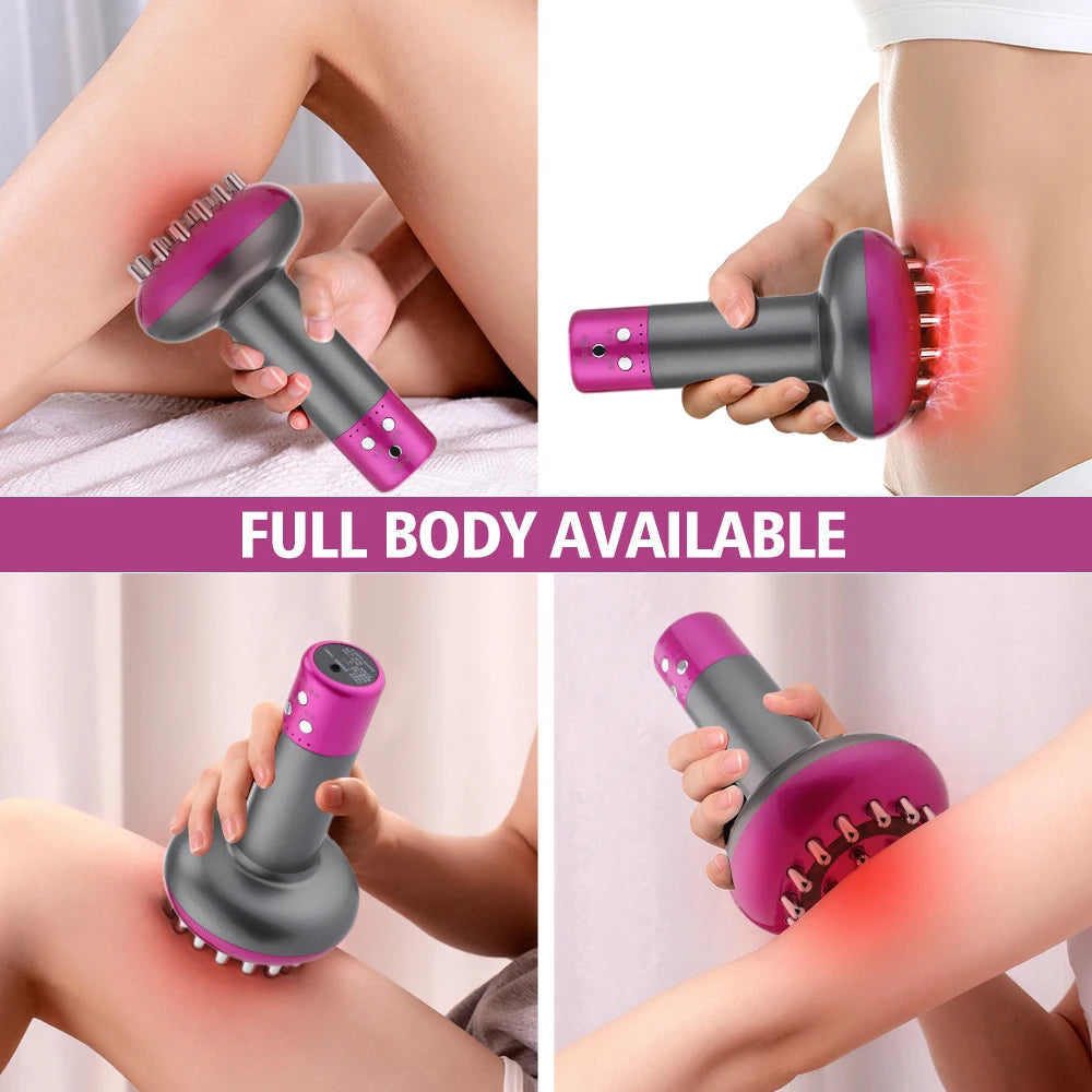 Eletric Meridian Massage Brush Infrared Fat Burning Gua Sha Lymphatic Anti-cellulite Heating Microcurrent Body Slim Massager