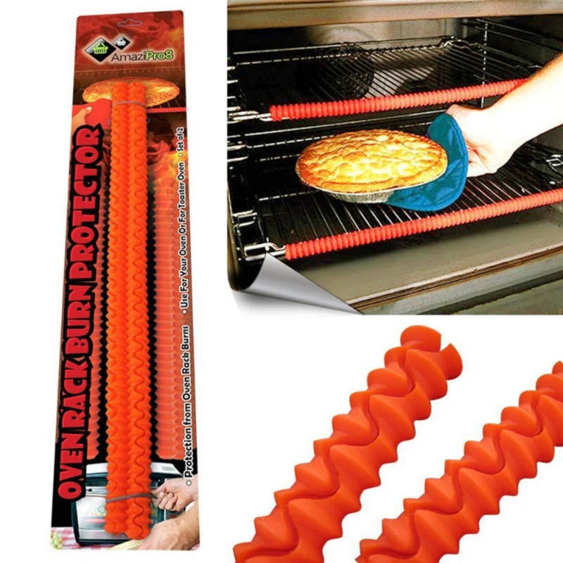 Heat-Resistant Silicone Oven Rack Guard — Burn Protector, Set of 2