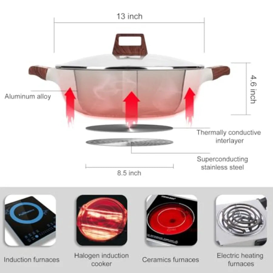 Hot Pot with Divider — 7-Qt, Glass Lid, Induction-Ready