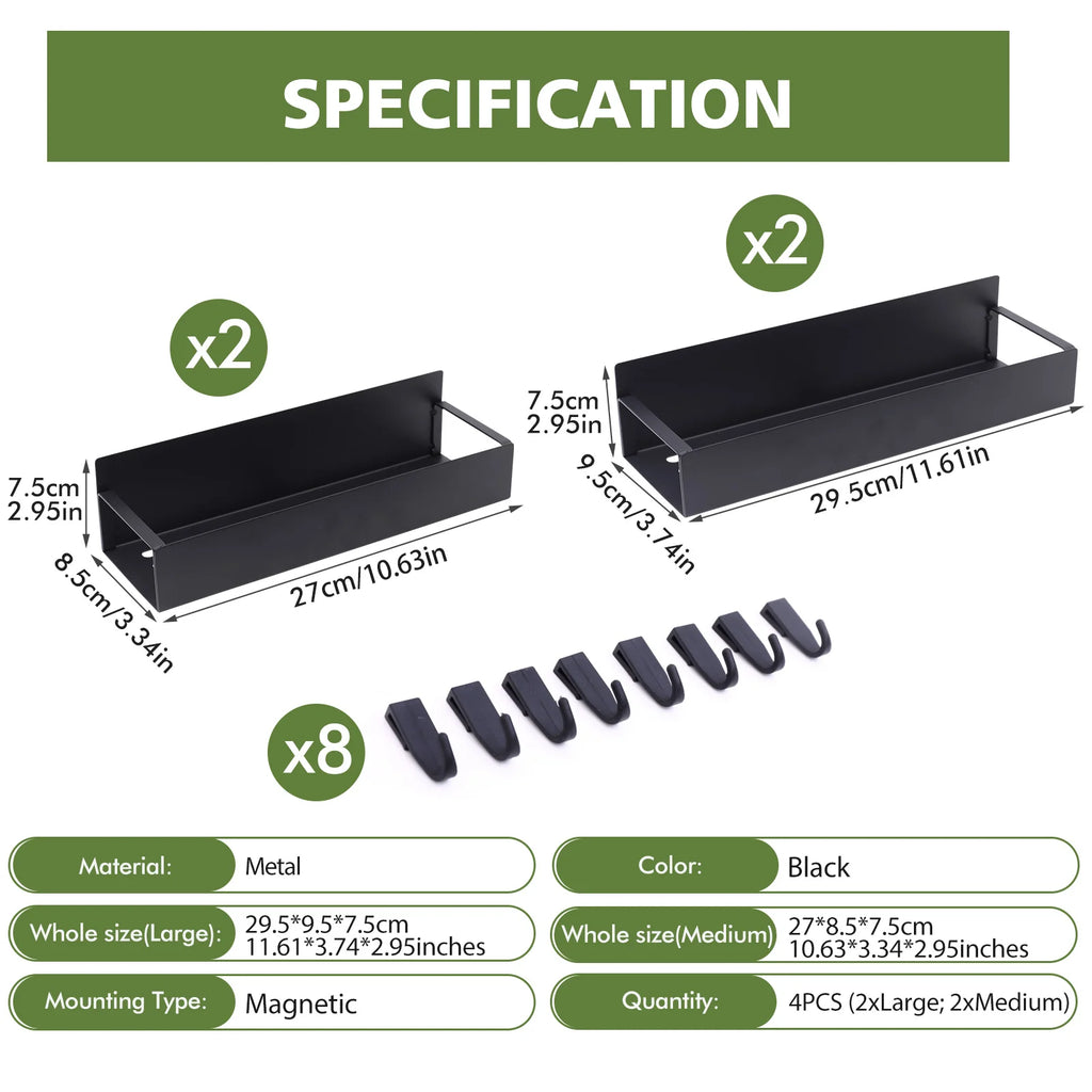 4 Pack Magnetic Spice Rack for Refrigerator Organizer