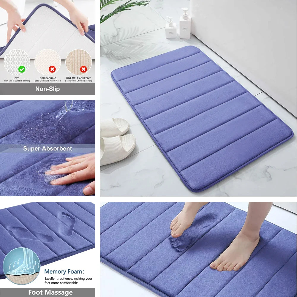 Super-Absorbent Memory Foam Bath Mat — Non-Slip Bathroom Rug