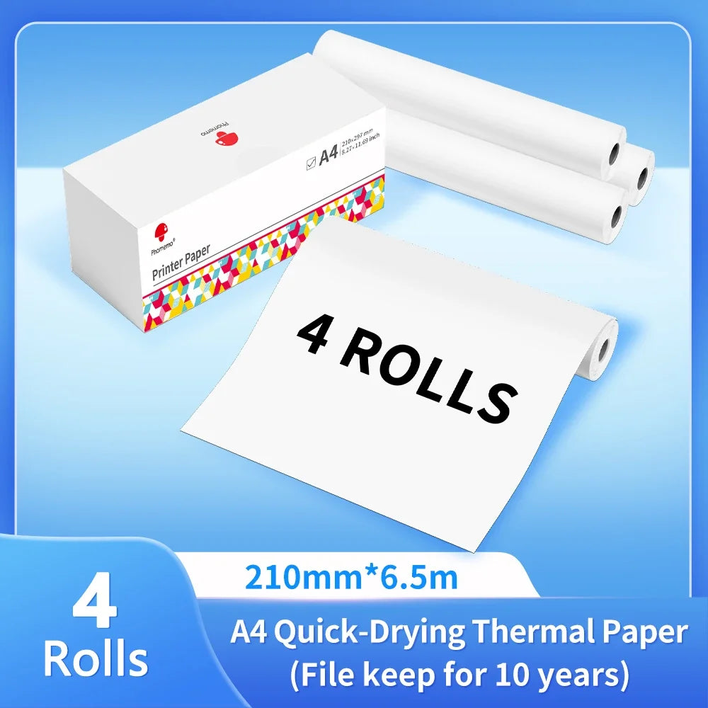 Phomemo A4 Thermal Paper Quick-Dry Continuous Printer Roll