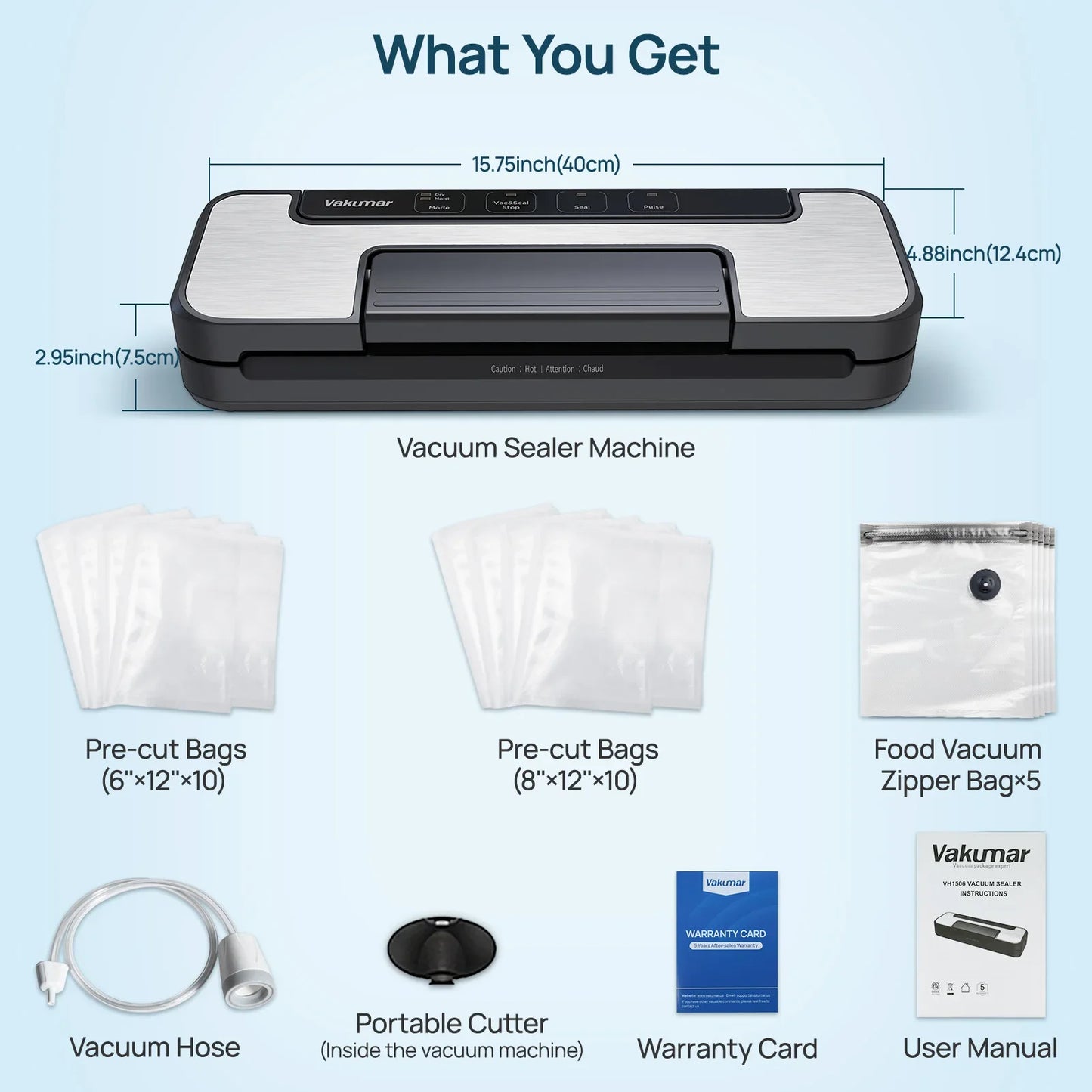 Vakumar VH1506 Vacuum Sealer Machine — 80kPa Sous Vide, Handheld