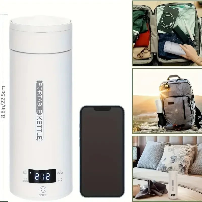 Mini Travel Electric Kettle — Stainless Steel with Auto Shut-Off