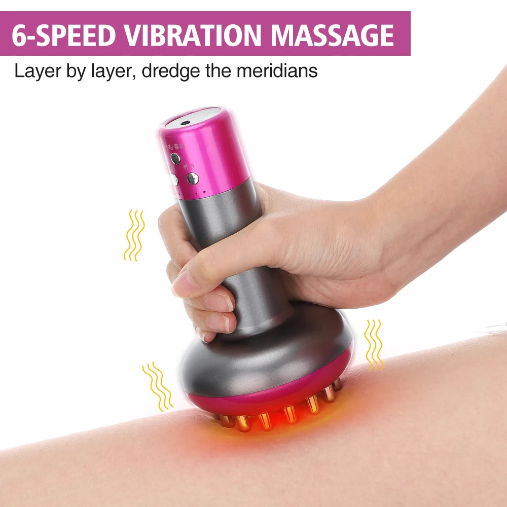 Eletric Meridian Massage Brush Infrared Fat Burning Gua Sha Lymphatic Anti-cellulite Heating Microcurrent Body Slim Massager