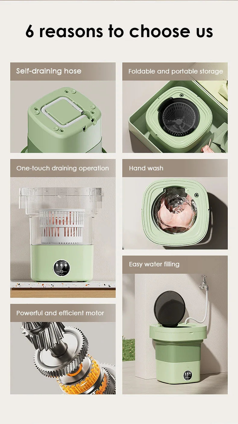 Foldable Portable Washing Machine — 13L, Spin Dryer, Compact