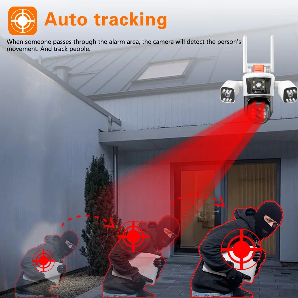 16MP 8K WiFi PTZ Outdoor Floodlight Camera — 10x Zoom, 360° Monitor