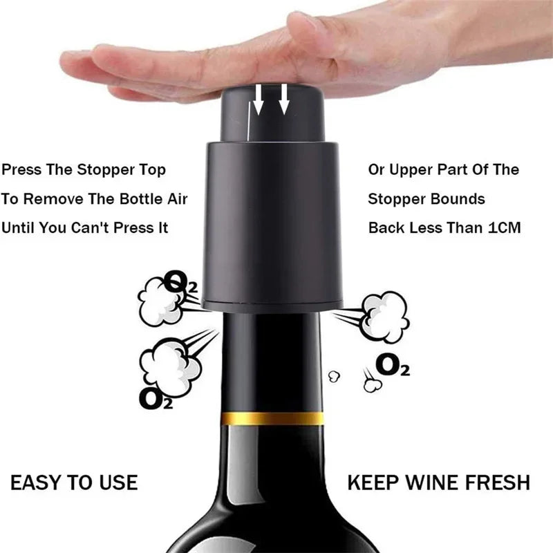 Wine Saver Vacuum Pump with Time-Scale Stoppers (Set of 4)