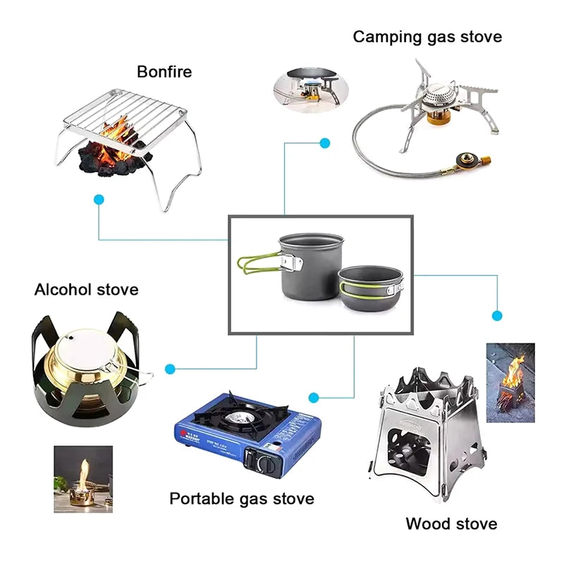 Portable Camping Cookware Set- Lightweight, for Hiking & Outdoor Use