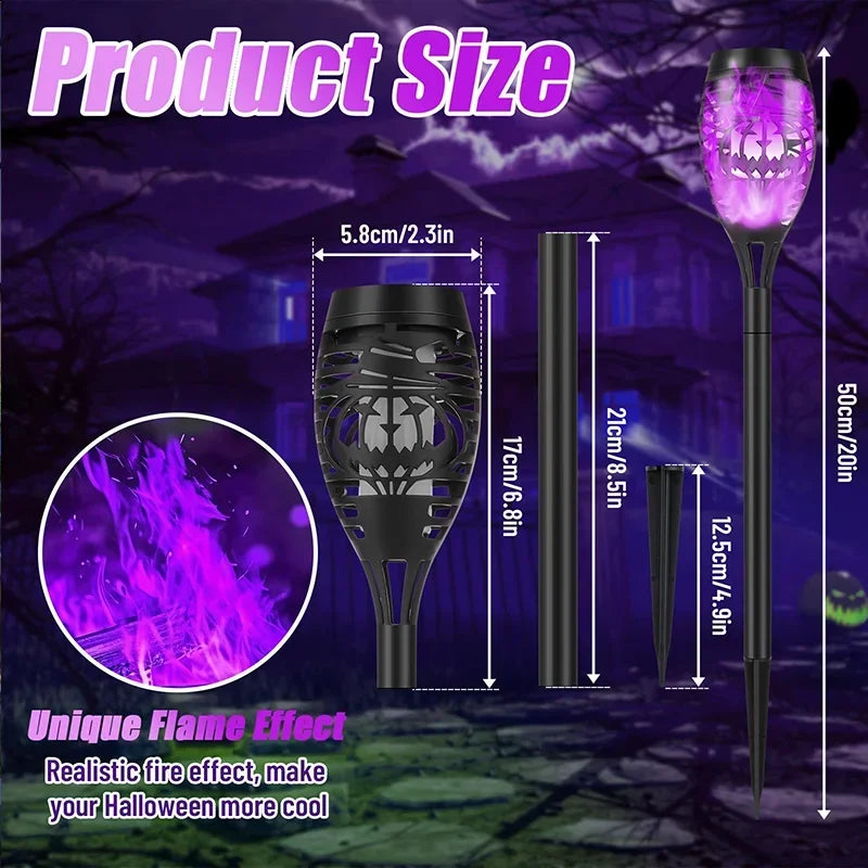 4pcs Skull-Shaped Solar-Powered Night Light Flame Torch