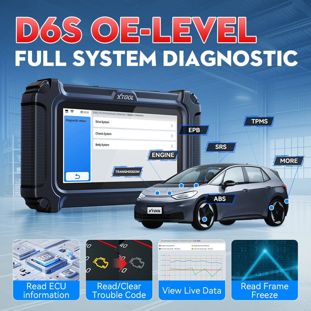 D6S OBD2 Scanner, Full-System Car Diagnostic Tool with 30 Resets, CAN FD, FCA AutoAuth, and Free Updates