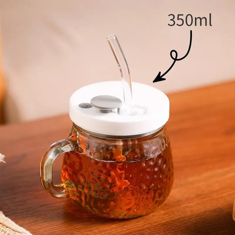 USB Self-Stirring Glass Mug — 350ml, High-Speed Waterproof Mixer