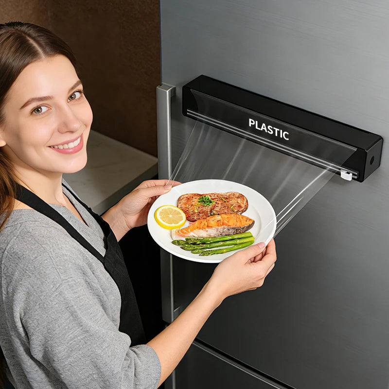 Extra-Large Cling Film & Foil Dispenser — Kitchen Cutter & Organizer