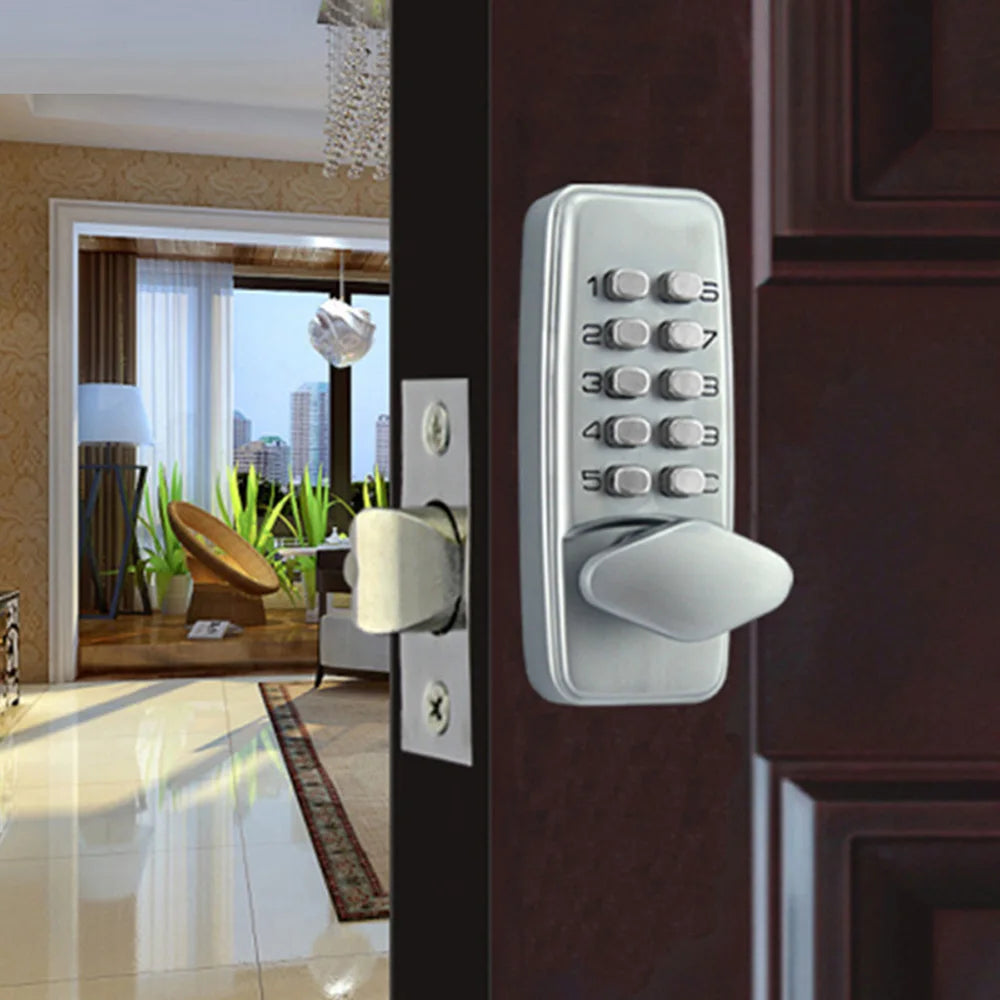 Keyless Mechanical Door Lock — Combination Code, No Battery