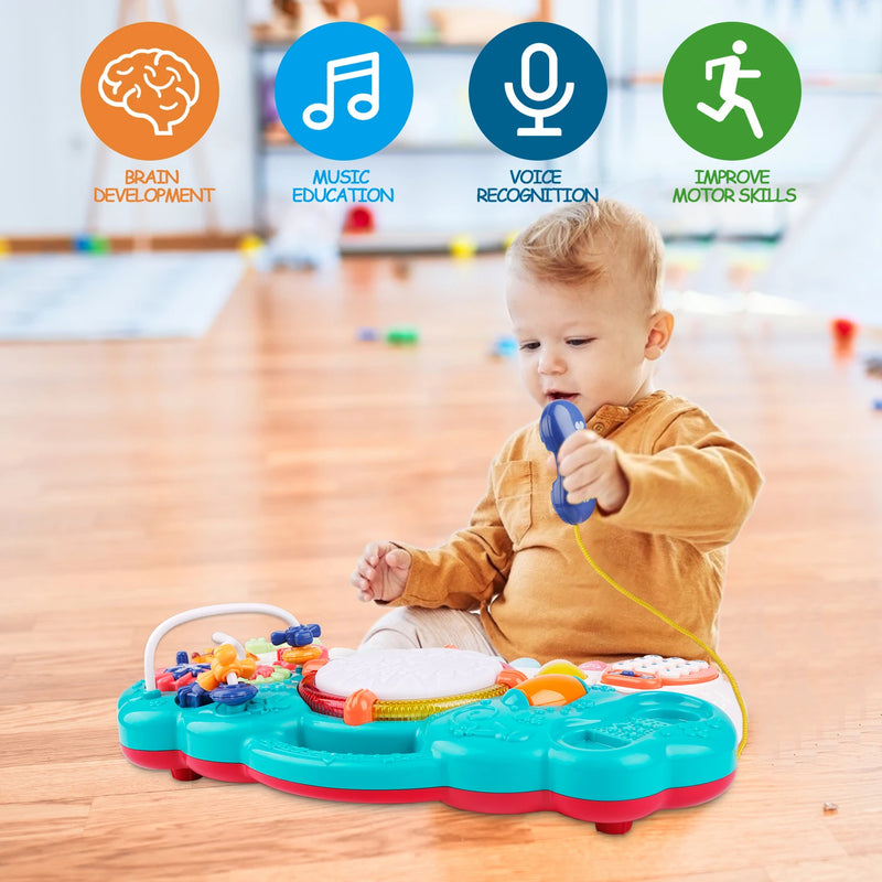 Light-Up Baby Musical Toys 6 in 1 Piano Keyboard Drum Set Gift for 1 Year Old Girls Boys Toys telephone Games