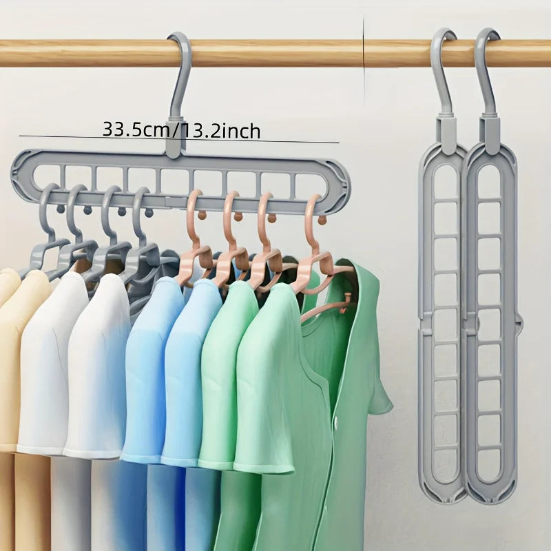 9-Hole Foldable Closet Hangers — Heavy-Duty, Space-Saving (Set of 3)
