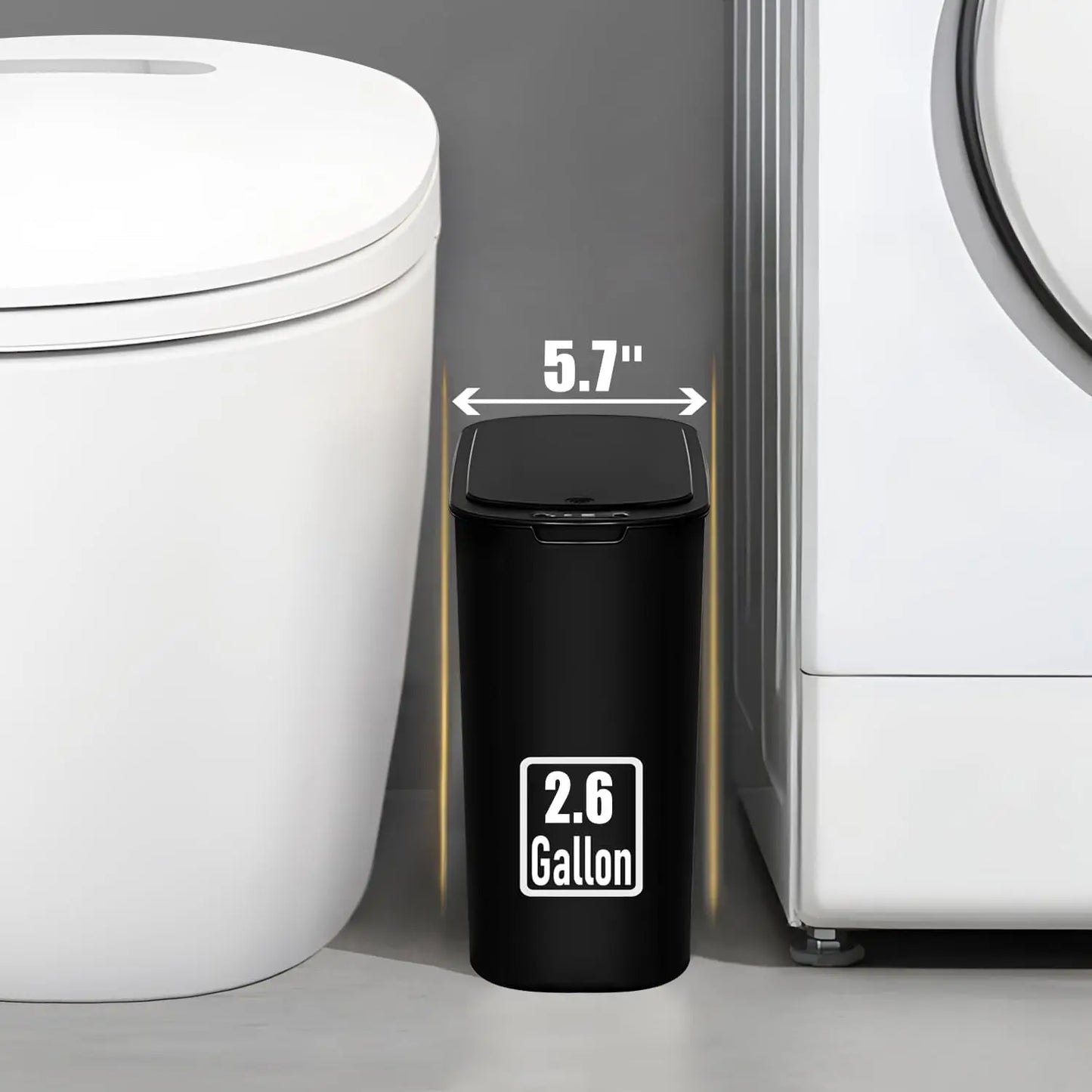 2.6-Gallon Motion Sensor Trash Can — Touchless Slim for Bath & Office