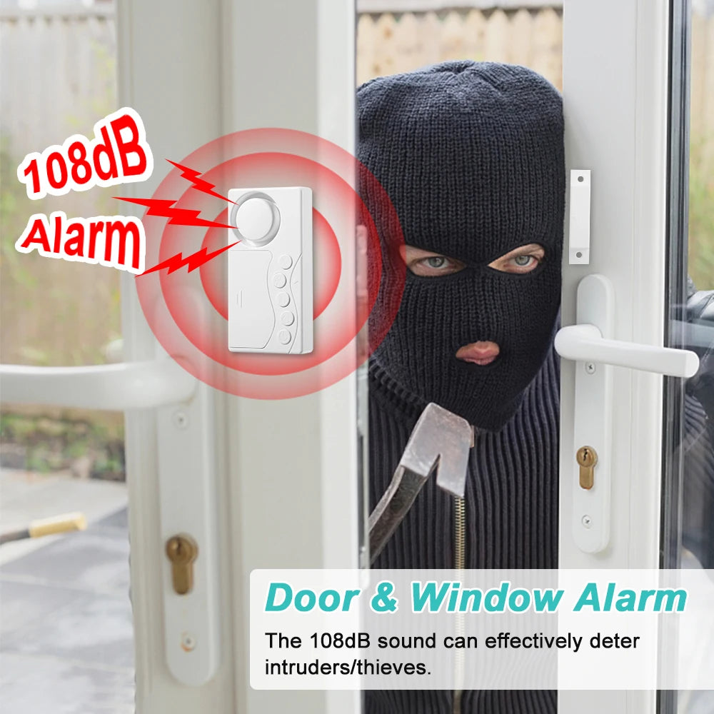 Wireless Door Sensor Alarm — Anti-Theft, Fridge & Window Open Detector